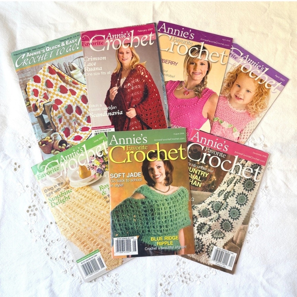 Lot 7 Annies Favorite Crochet Magazine Patterns Vintage Afghan Fashion Decor